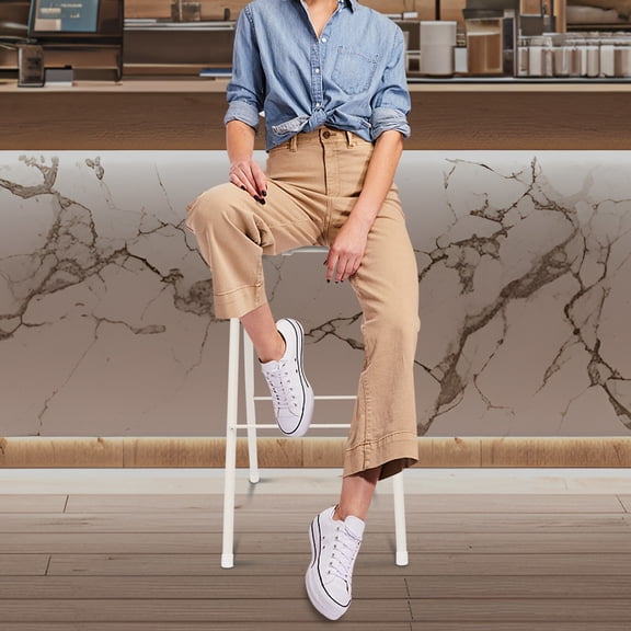 White Foldable Bar Chair, Tall Folding Chair, Folding Stool, Load Capacity 125kg/275.58lbs