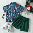 thumbnail image 5 of Generic Toddler Christmas Clothing Boys Christma Short Sleeve Cartoon Santa Prints T Shirt Tops Shorts Child Gentleman Outfits for 2024 Vintage Holiday Party Clothing(2-3 Years,Green), 5 of 9