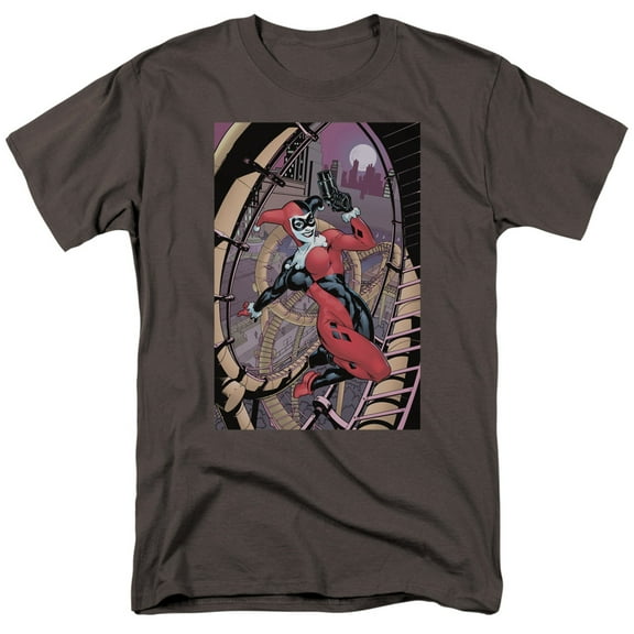 Batman Harley First S/S Adult 18/1 T-Shirt-Charcoal