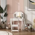 thumbnail image 4 of Qaba Kids Vanity Set Dressing Table w/ Tri-Folding Mirror, Chair, White, 4 of 10