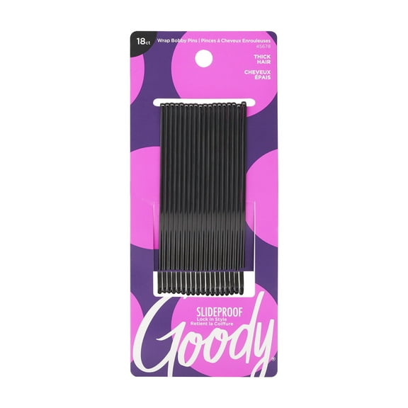 Goody Slide Proof Curved Bobby Pins for Thick Hair, Hair Pins for Buns and Updos, 18 Ct