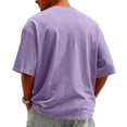 thumbnail image 4 of Mens Cotton Shirts Half Sleeve Crew Neck Drop Shoulder T Shirts Loose Fit Casual Vacation Pullover Tees, S, 4 of 4