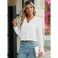 thumbnail image 4 of Chiclily Women Lightweight Cardigan Long Sleeve V Neck Casual Knit Cardigan Sweaters, US Size XL in White, 4 of 6