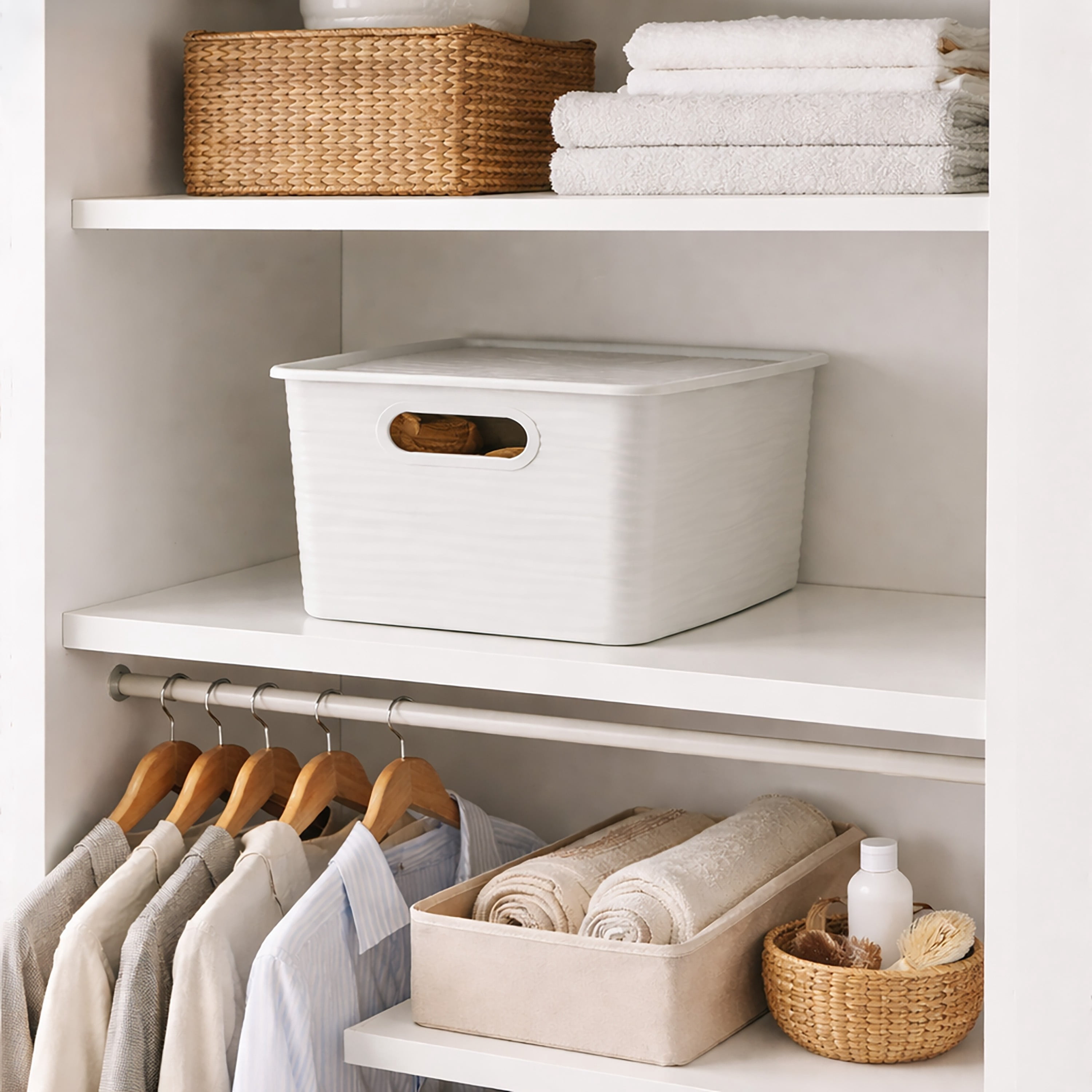 Simplify Large Wave Pattern Storage Box in Grey