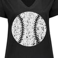 thumbnail image 4 of Inktastic Distressed Baseball in White Women's Plus Size V-Neck T-Shirt, 4 of 5