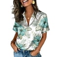 thumbnail image 2 of Minjewel Women's Short Sleeve Satin Blouse Silk Tops Button Down Shirts Business Casual Work Office Wear Dressy Chic Tops,Light Green,S, 2 of 8
