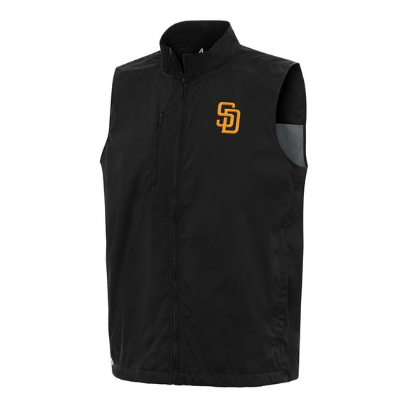 Men's Antigua Black San Diego Padres Brisk Full-Zip Vest