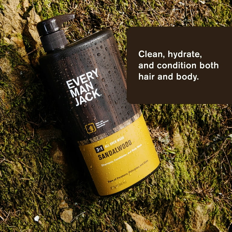 Every Man Jack Sandalwood 3-in-1 Shower Gel Body Wash, Shampoo
