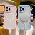 thumbnail image 3 of Transparent Candy Soft Wavy Lines Phone Case For iphone 15 11 12 13 14 Pro Max Magsafe Wireless Charge Magnetic Cover LUHAN, 3 of 7