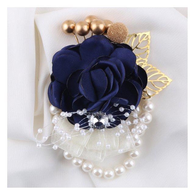 CSChome Wrist Flower For Wedding Faux Pearl Wrist Flower Adjustable Stunning Wedding Accessory Fade less Beautiful Wrist Flower Wedding Supply (Set of 1)