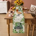 thumbnail image 2 of Saint Patrick's Day Table Runner - 120 Inch Long Green Truck Leaves Floral Farmhouse Cotton and Linen Blended Dress Scarves Farmhouse Table Runner for Kitchen Dining, Coffee Table, 13" x 120", 2 of 8
