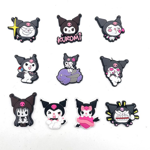 10Pcs/Set Cute Sanrio Kuromi Anime Cartoon Crocs Charms Jibbitz Clog