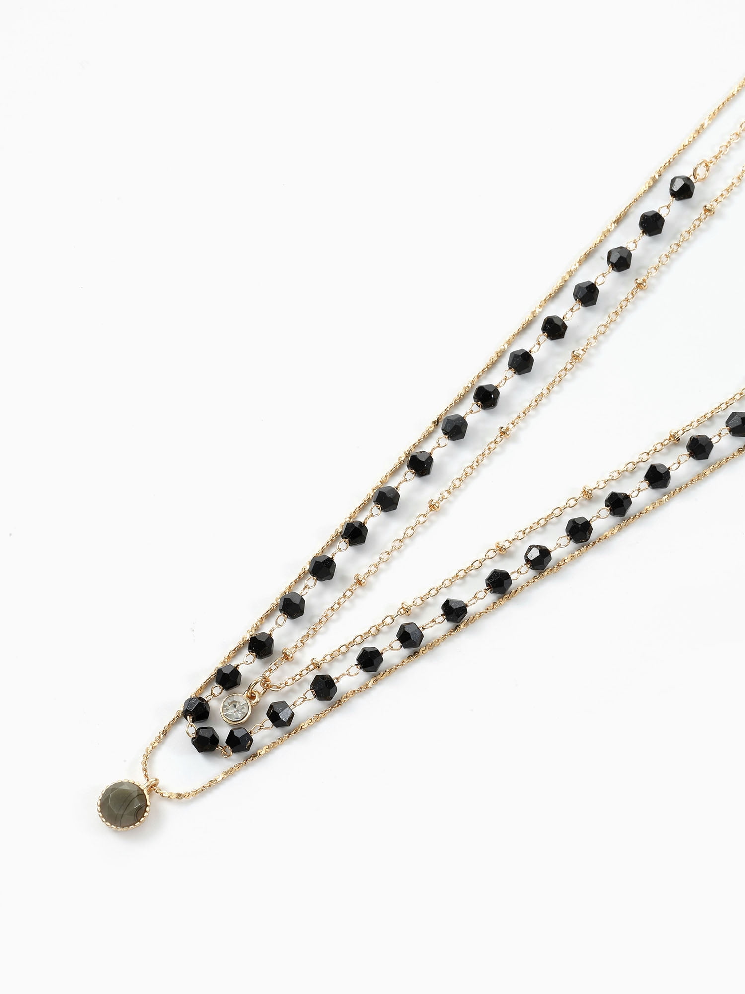Time and Tru Women's Goldtone Layered Necklace Set, 3 Pieces, Black