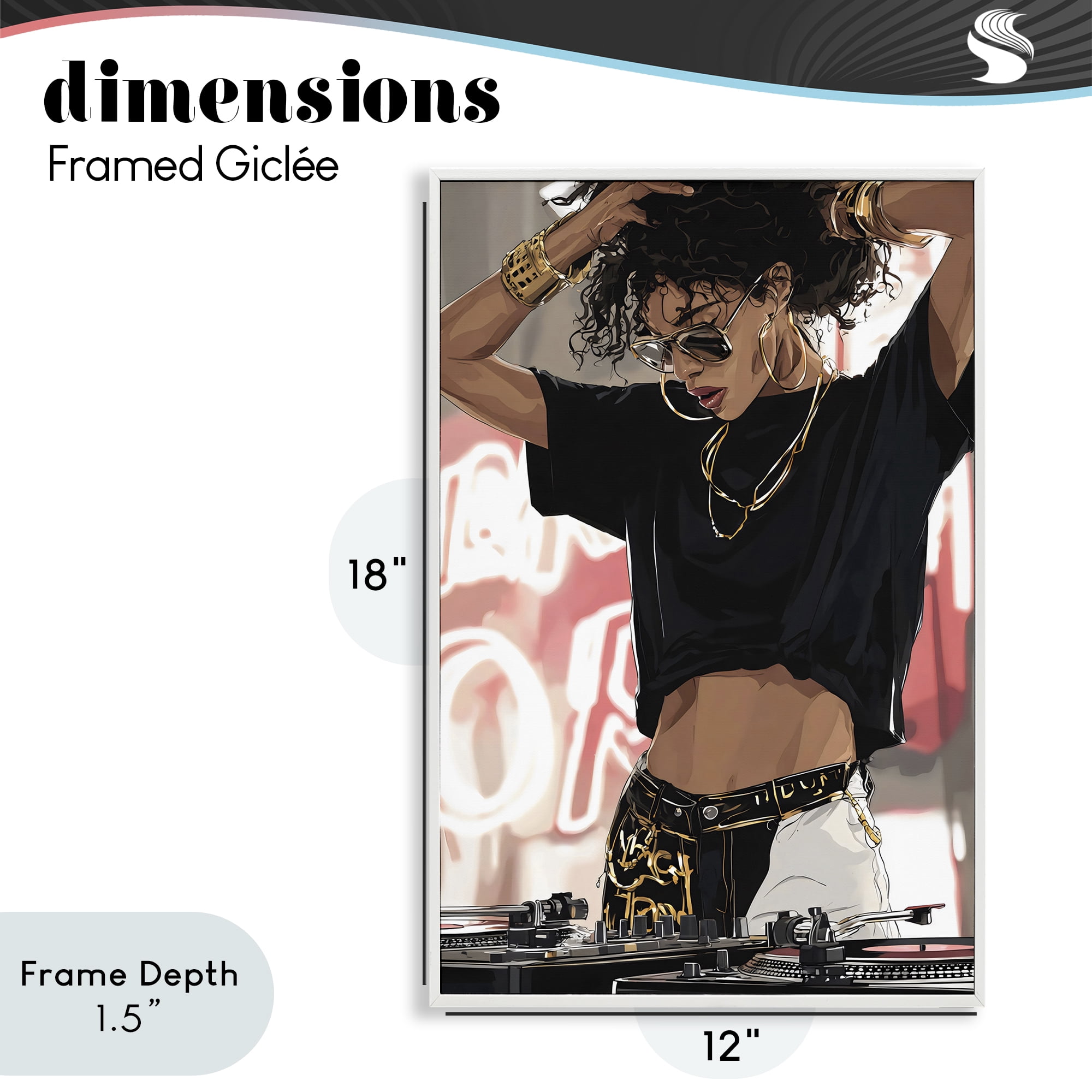 Stupell Industries Trendy Female DJ Musician White Framed Giclee Art, design by Franklyn Gregory