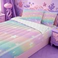 thumbnail image 3 of meiyoeat Colorful Gradient Zipper Twin Comforter Sets with Fitted Sheet and 2 Pillowcases,Cute Rainbow Stars Print Zipper Bedding Set For Girl,Reversible,4-Piece, 3 of 7