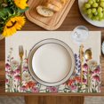 thumbnail image 4 of Watercolor Floral Placemats Set of 12, Spring Daisy Lily Lavender Garden Beige Placemats for Dining Table, Place Mats for Kitchen Tabletop, Waterproof Wipeable Dining Table Mats Set, 4 of 9