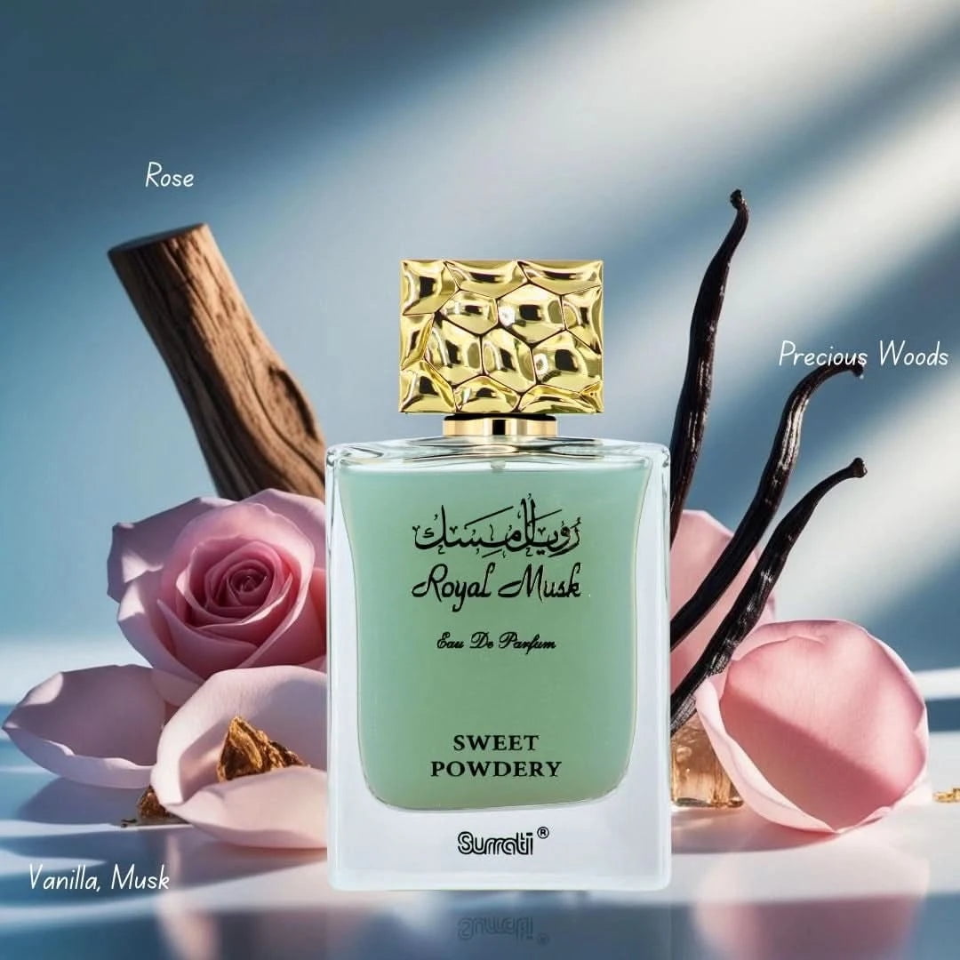 Royal Musk Sweet Powdery EDP 100ML (3.4 OZ) by SURRATI, Exotic Fragrances for Men  Women.