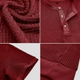 thumbnail image 3 of AHTJRT Men's Short Sleeve Henley Cotton T-Shirt Casual Button Summer Tees Tops Wine XL, 3 of 5