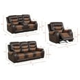 thumbnail image 6 of Pemberly Row Leather Modern Living Room Manual Reclining Sofa Set in Brown, 6 of 8