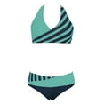 thumbnail image 5 of Dezsed Women's High Waisted Bikini Sets Tummy Control Swimsuits 2025 Two Piece Bathing Suits Color Block V Neck Swim Suits Mint Green XXXL, 5 of 6
