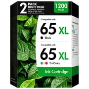 65XL Ink Cartridge Compatible for HP 65 Ink Cartridge Combo Pack for DeskJet 3755 3772 Envy 5055 5052 Printer Ink 65 (2 Pack)