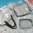 thumbnail image 7 of Clear Makeup Bags, 3 Pcs Cosmetic Makeup Bags Set Clear PVC with Zipper Handle Portable Travel Luggage Pouch Airport Vacation Organization (Clear), 7 of 7