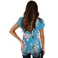 thumbnail image 4 of Womens Summer Casual T-Shirts V Neck Petal Short Sleeve Tops Loose Comfy Blouse, 4 of 5