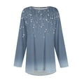 thumbnail image 4 of Xyxonk Plus Size Tops for Women Fall Loose Fit T-Shirts Tunics Floral Print Crewneck Long Sleeve Shirts Dressy Casual Blouse Navy 3XL, 4 of 5
