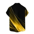 thumbnail image 4 of ZCFZJW Men's Casual Short Sleeve Button Down Bowling Summer Loose Regular Fit Hawaiian Beach Shirts Trendy Striped Color Block Printed T-Shirts with Pockets Yellow L, 4 of 4