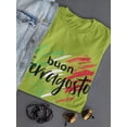 thumbnail image 3 of Buon Ferragosto Brush Paint T-Shirt Women -Image by Shutterstock, Female x-Large, 3 of 4