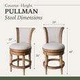 thumbnail image 5 of Maven Lane Pullman Wooden Swivel Kitchen Stool, Weathered Oak, Set of 3, 5 of 6