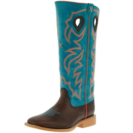

Twisted X Boots Boys YBK0011 Twisted X Dark Chocolate and Electric Turquoise Buckaroo Boot 4.5 M Brown