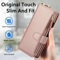 thumbnail image 2 of ELEHOLD For Samsung Galaxy Z Fold 4 Phone Case Leather Crossbody Zipper Card Wallet Flip Case Kickstand Cover, with Ring Holder,Full Body Protection-Rosegold, 2 of 7