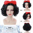 thumbnail image 4 of Peluca Tereshar Negra Rizada Bob Corto con Lazo Rojo para Mujeres, 4 of 7