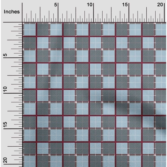 oneOone Organic Cotton Poplin Twill Fabric Tartan Check Print Sewing Fabric BTY 42 Inch Wide