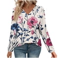 thumbnail image 2 of VgaVtl Long Sleeve Womens Tee Shirts V-Neck Plus Size Womens Tops Floral Holiday Regular Dressy White Fancy Shirts,XL, 2 of 7