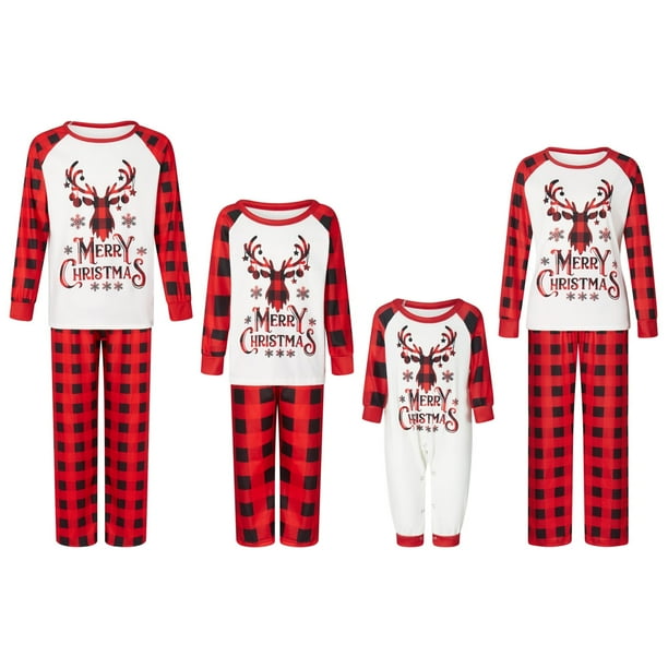 Pijama navideño familiar a juego Fiomva, pijamas navideños para mujer, hombre y niño, ropa de dormir con estampado de letras