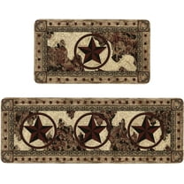 Farmhouse Rustic Kitchen Mats Set of 2 Non Slip Western Texas Star Kitchen Rugs Home Decor Low-Profile Washable Floor Mat 17x47 Inch and 17x29 Inch