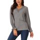 thumbnail image 1 of INSPIRE CHIC Blusas de manga larga con cuello en V y puños fruncidos para mujeres, estilo casual para otoño e invierno, 1 of 5