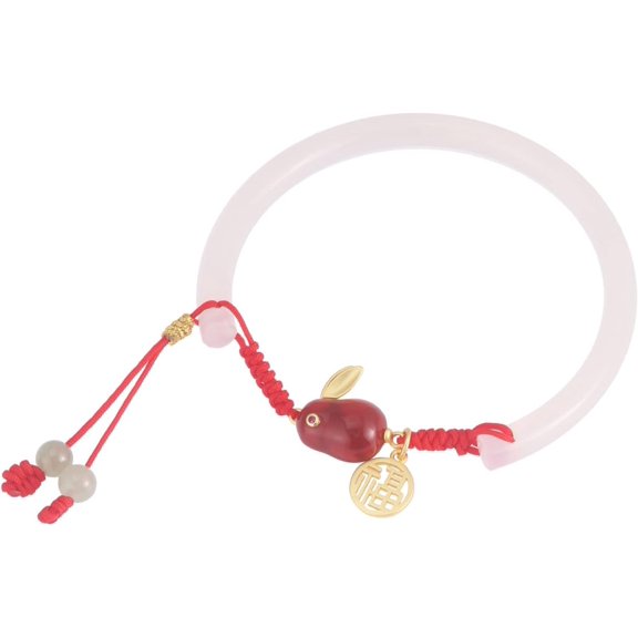 14K Gold Jade Bangle, Agate Rabbit Bangle, Mother's Day, Birthday Gift for Mother, Wife, Girlfriend