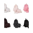 thumbnail image 2 of Cute Bow Print 3-in-1 Backpack Set, Lightweight Waterproof Nylon Student Bookbag, Aesthetic Daypack with Crossbody Purse & Pen Bag for Teen Women Travel Campus, 2 of 6
