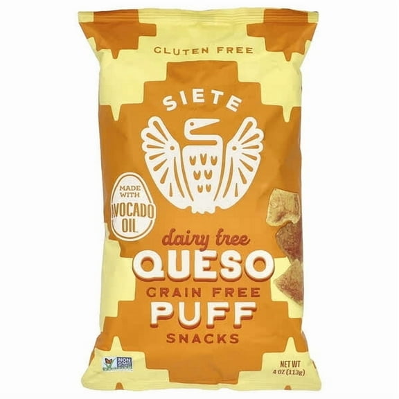 Siete, Grain Free Puff Snacks, Queso, 4 oz Pack of 3