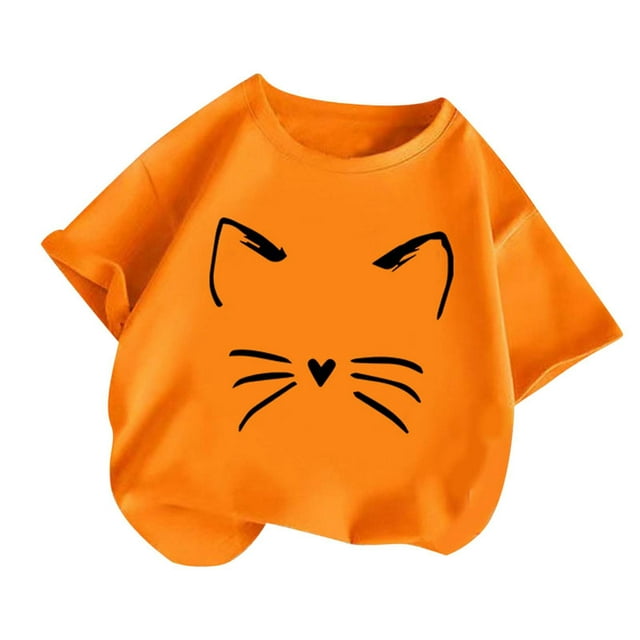 T-shirts à Col Rond pour Filles, Imprimé Dessin Animé, Manches Courtes, Hauts pour Filles, Vêtements d'Été, T-Shirts pour Filles 7-8 Ans, Vêtements pour Filles