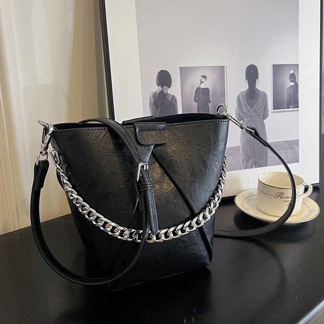 Cadena de metal de mujer de gran capacidad de bolsos cruzados de cuero de PU para viaje de compras FLhrweasw Nuevo