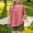 thumbnail image 2 of Gyujnb Solid Loose Fit Round Neck Short Sleeve Casual Breathable Tee Top (Girls),15-16 Years, 2 of 6
