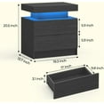 thumbnail image 2 of YSNW LED Nightstand Black Modern Night Stand with 2 Drawers LED Bedside Tables for Bedroom End Tables with LED Strip Lights(Black Woodgrain), 2 of 14