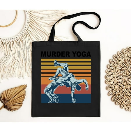 vintage Wrestling Murder Yoga Funny Gift Tote Bag  Murder Yoga Bag  Yoga Lover Bag  Bjj Bag-TH4233