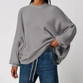 thumbnail image 2 of Women's Oversized Batwing Long Sleeve Crewneck Side Slit Ribbed Knit Pullover Sweater Tops, 2 of 7