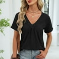 thumbnail image 5 of Vmvidoty Womens Plus Size Classic-fit Short-sleeve V-neck T-shirt Black XL, 5 of 8