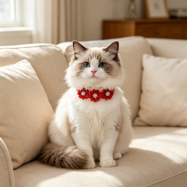 Collar con pajarita de flores de diamantes de imitación para mascotas (gatos y perros) – Accesorio brillante y ajustable con cristales, ideal para bodas, fiestas, cumpleaños y ocasiones formales.